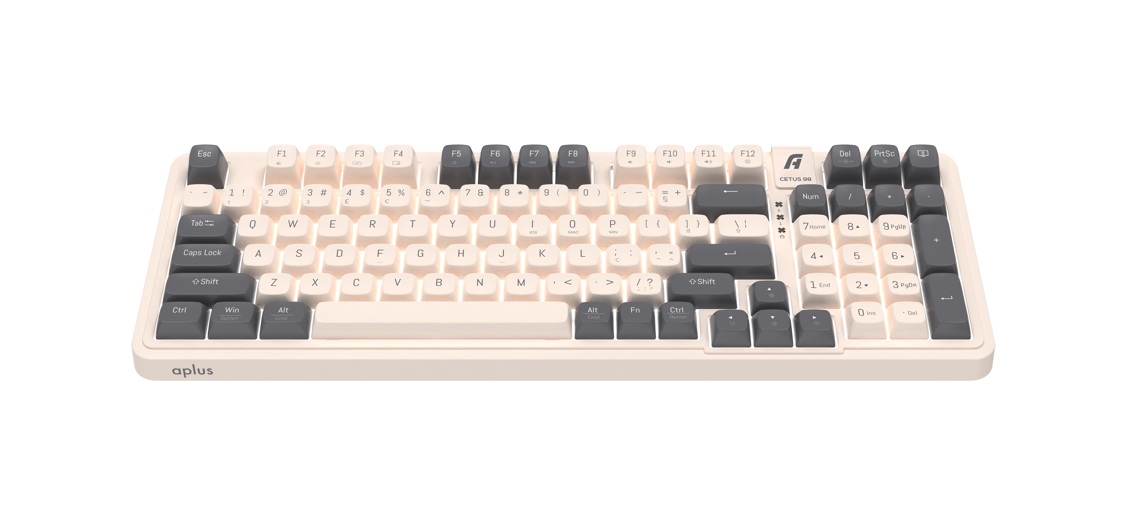 Teclado Gamer Mecânico Aplus Cetus 98 Led Branco Switch Red Hotswap 98% - AK300