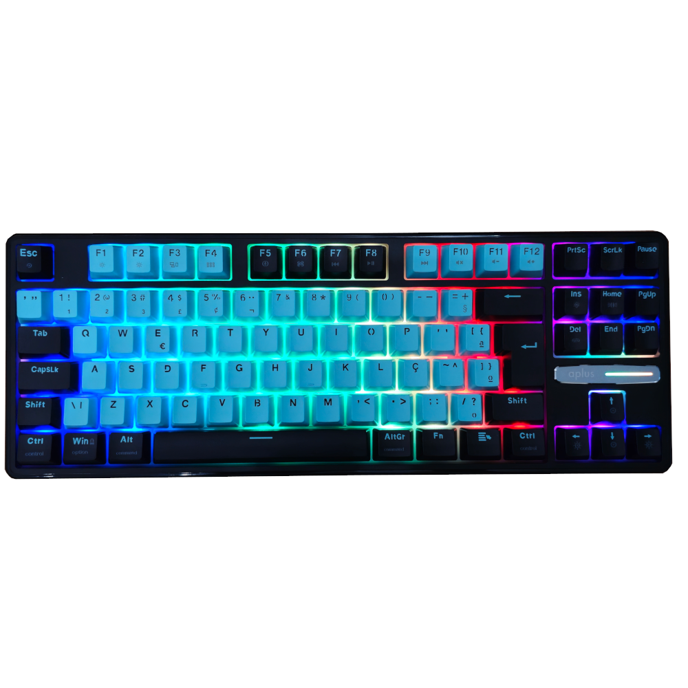 Teclado Gamer Mecânico RGB Aplus Iara Switch Red Gasket 80% Obisidian Aqua - AK400A