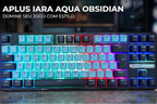 Teclado Gamer Mecânico RGB Aplus Iara Switch Red Gasket 80% Obisidian Aqua - AK400A