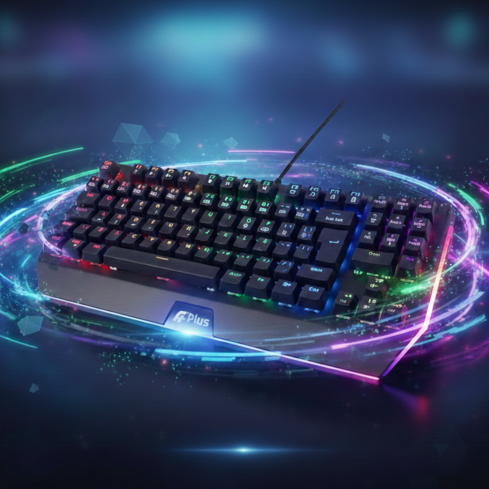 Teclado Gamer  Mecânico APlus Mizu Rainbow Switch  Blue Outemu  Preto - AP-KB-3989