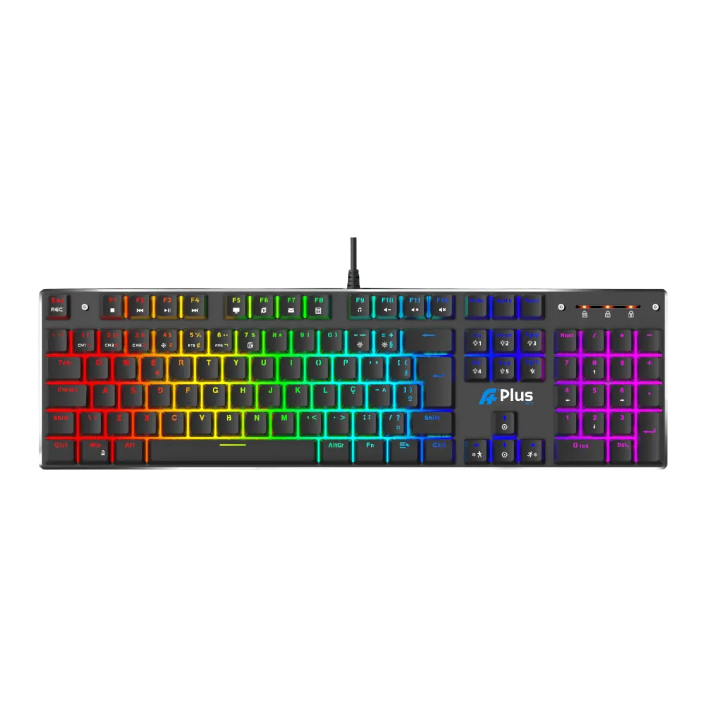 Teclado Mecânico Gamer A+ Plus Tech Khan Rainbow Switch Red