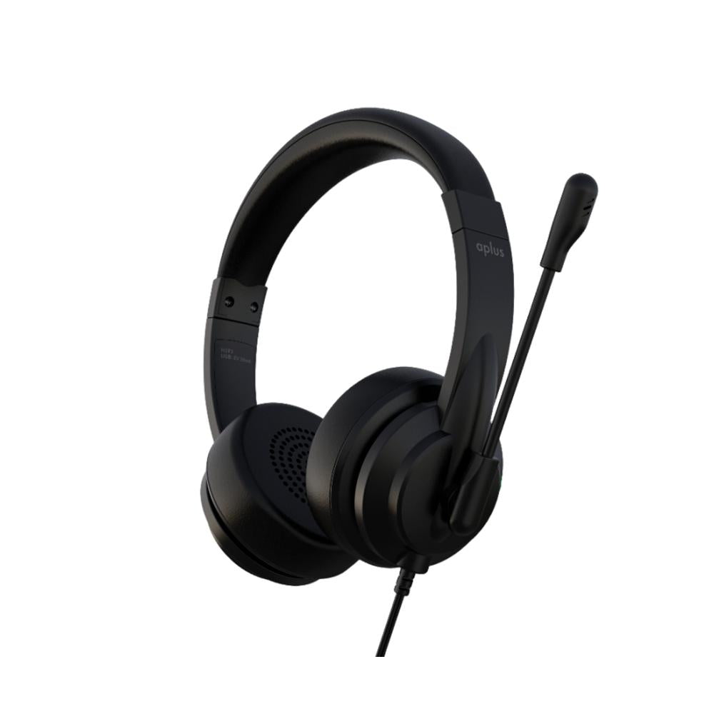 Headset USB Office Aplus H373 Driver de 40mm - Preto