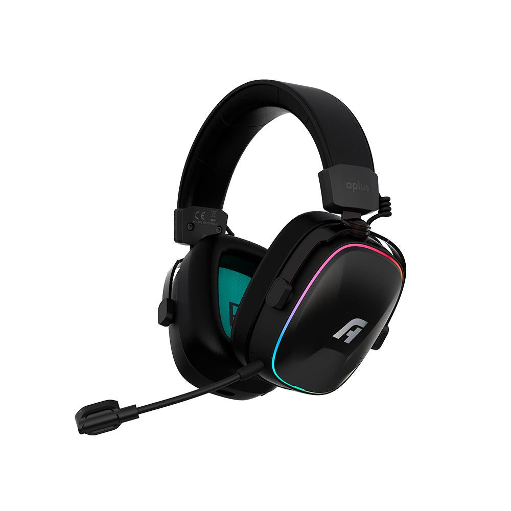 Headset Gamer Sem fio  Aplus Atis Pro, 7.1 Wireless, RGB - Preto