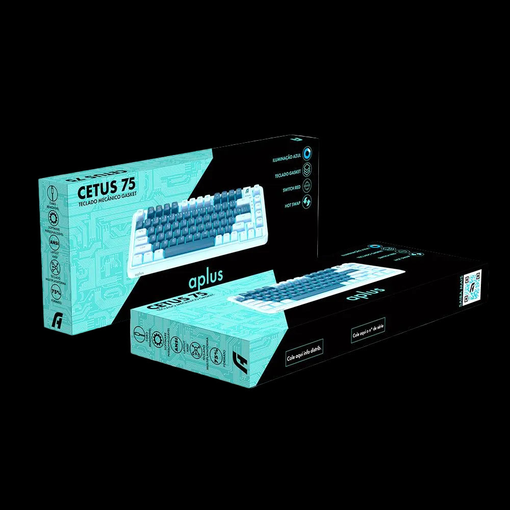 Teclado Gamer Mecânico Aplus Cetus 75 Switch Red Hotswap Led Azul - AK