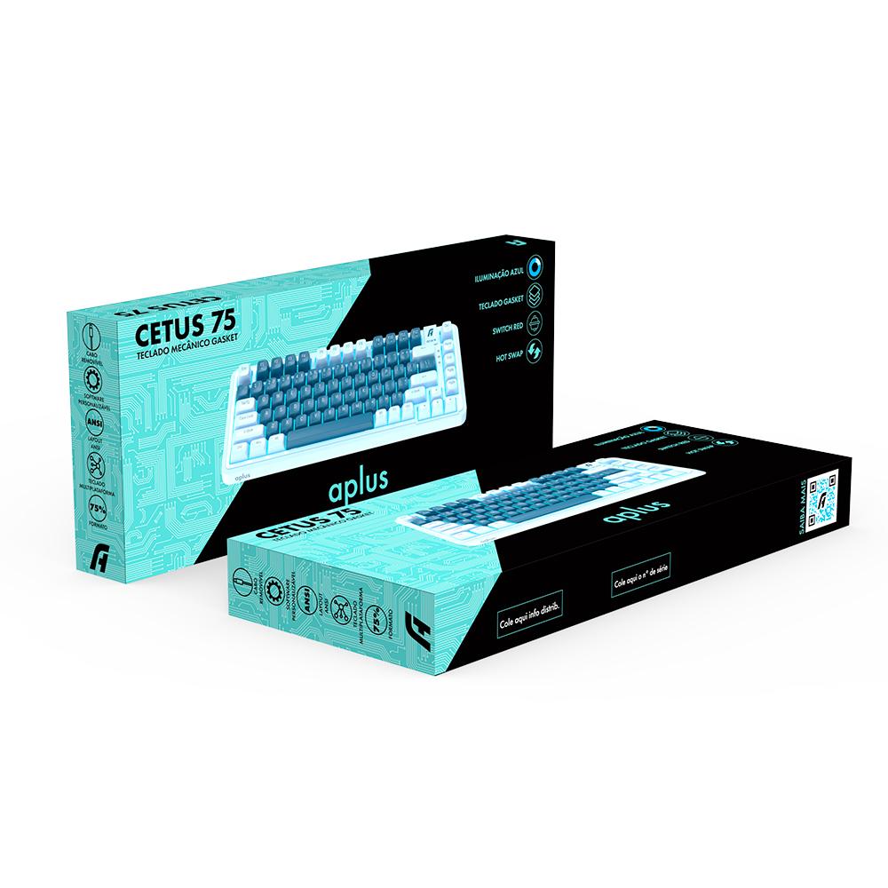 Teclado Gamer Mecânico Aplus Cetus 75 Switch Red Hotswap Led Azul - AK200