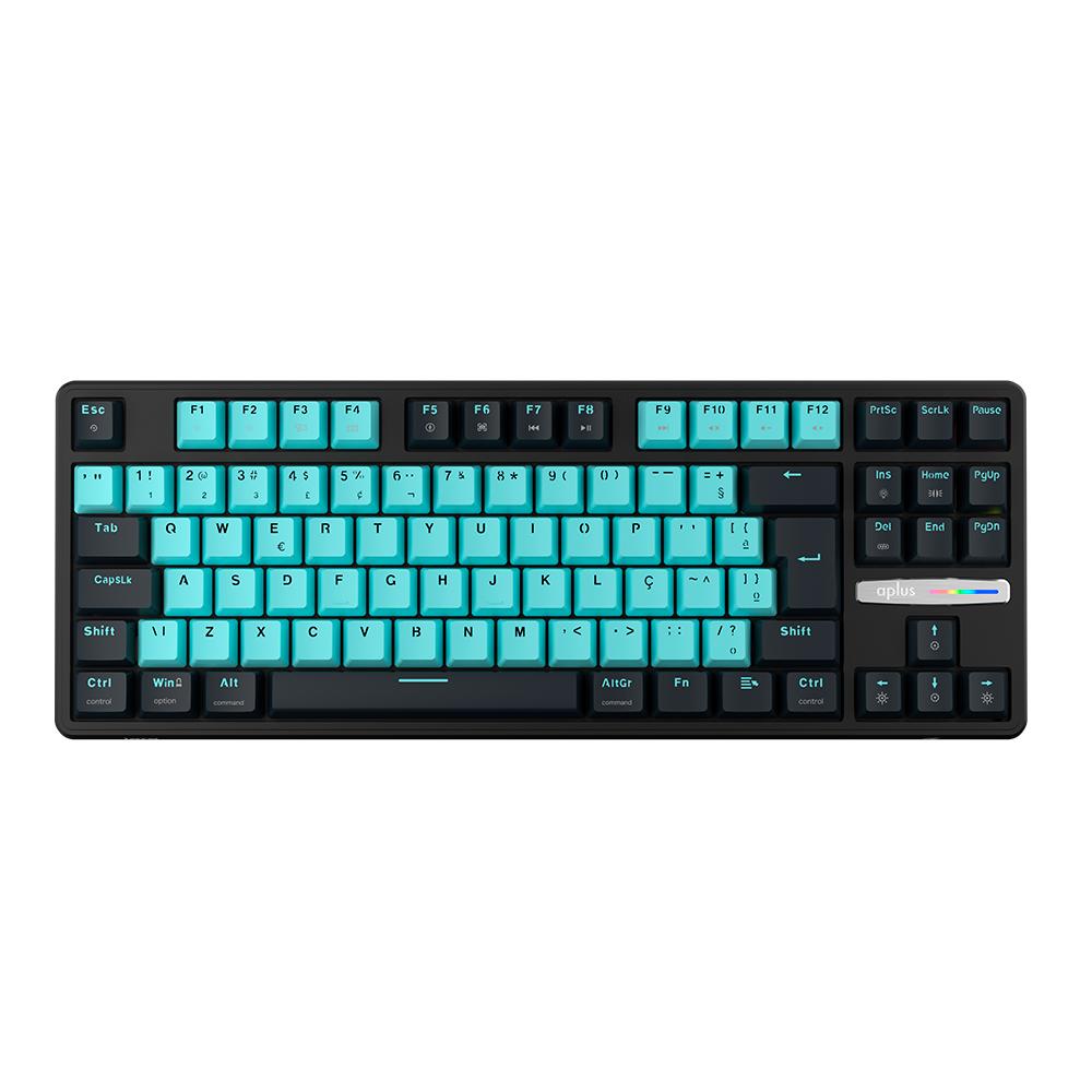 Teclado Gamer Mecânico RGB Aplus Iara Switch Red Gasket 80% Obisidian Aqua - AK400A