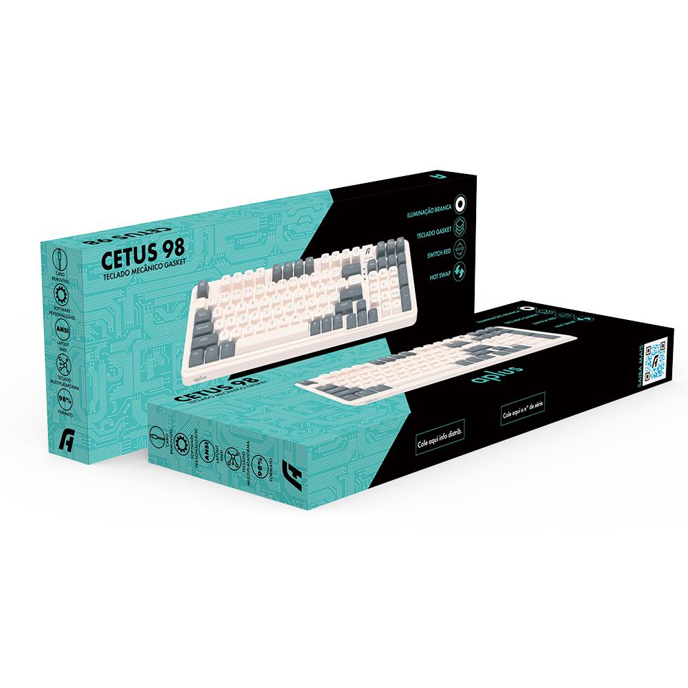 Teclado Gamer Mecânico Aplus Cetus 98 Led Branco Switch Red Hotswap 98% - AK300