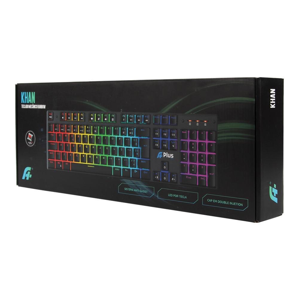 Teclado Mecânico Gamer A+ Plus Tech Khan Rainbow Switch Red