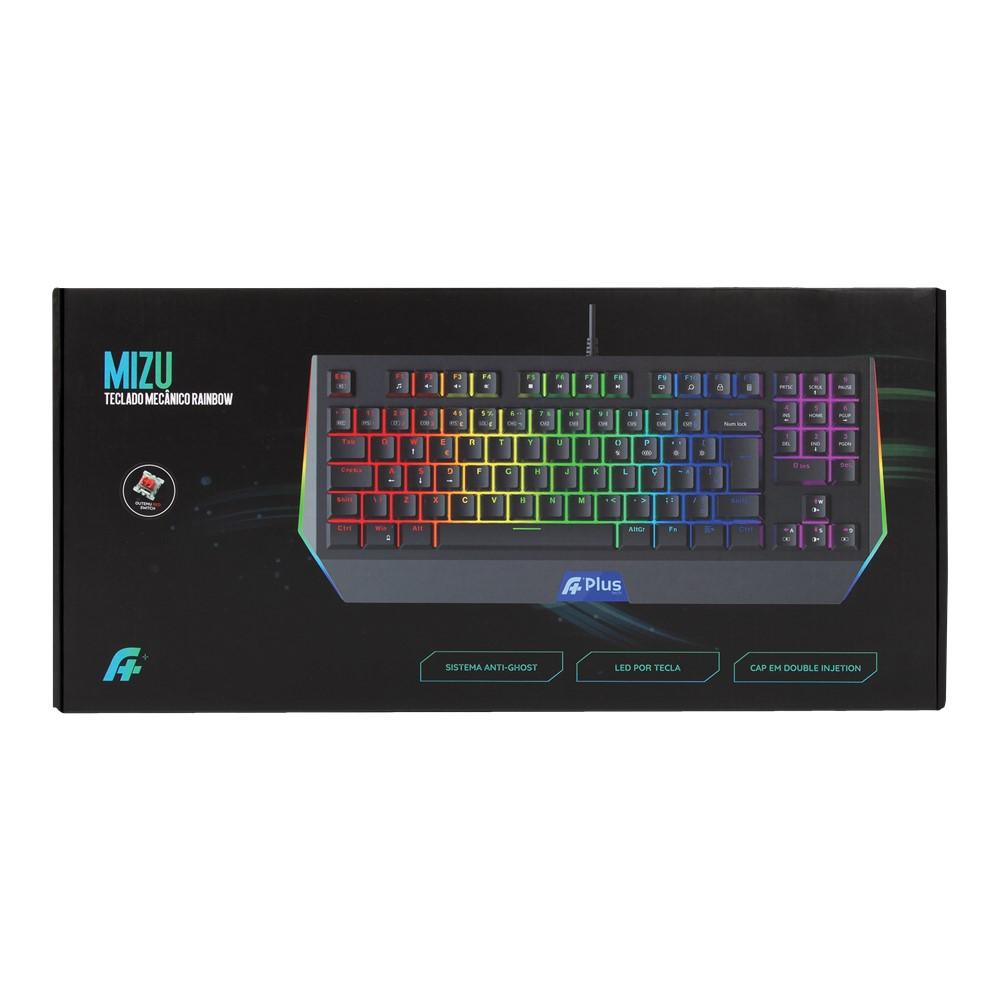 Teclado Mecânico Gamer A+ Plus Tech Mizu Rainbow Switch Red