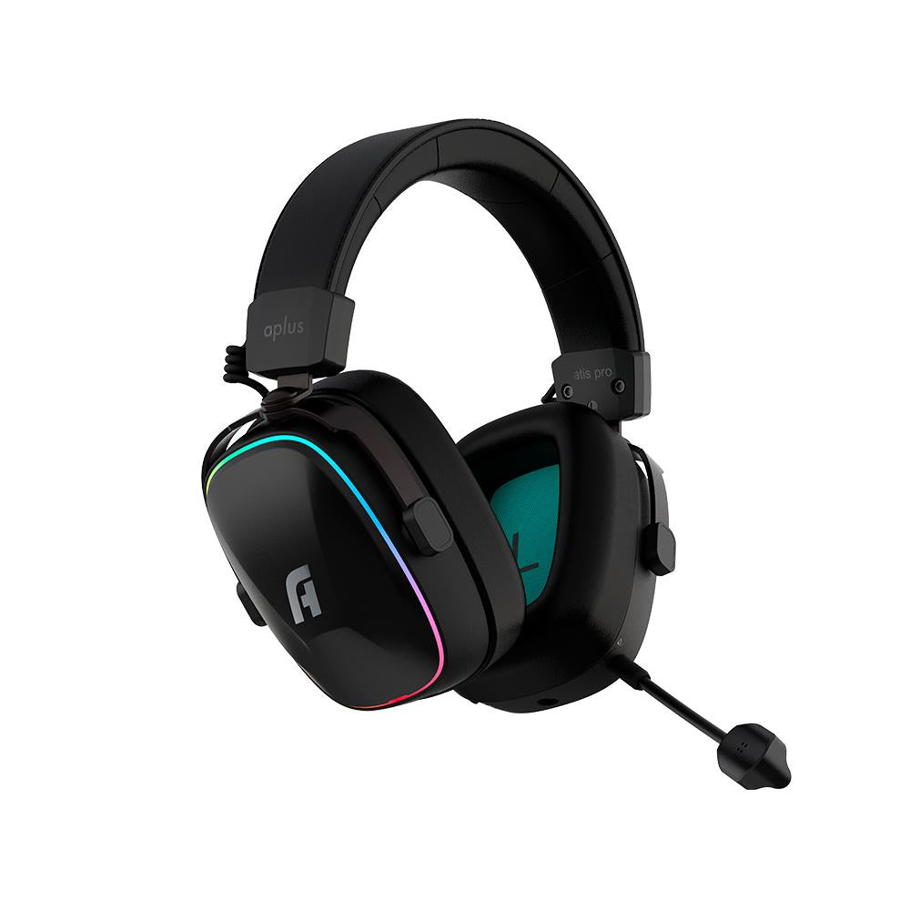Headset Gamer Sem fio  Aplus Atis Pro, 7.1 Wireless, RGB - Preto