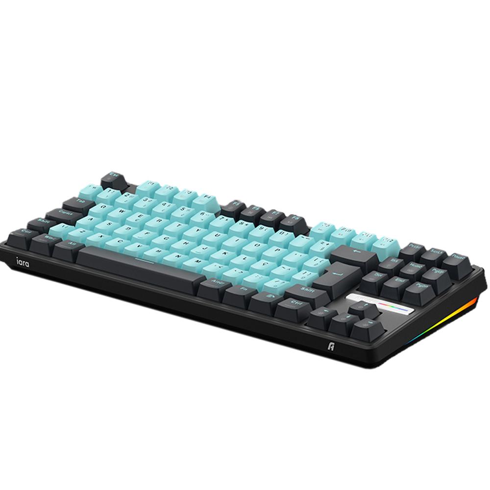 Teclado Gamer Mecânico RGB Aplus Iara Switch Red Gasket 80% Obisidian Aqua - AK400A