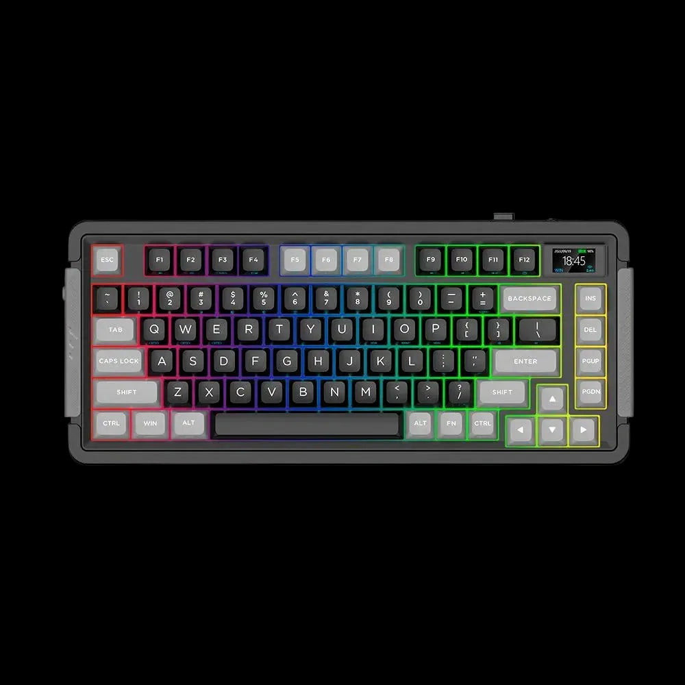 Teclado Gamer Mecanico Sem fio Aplus Zion Wireless Rgb Switch Yellow Visor Lcd