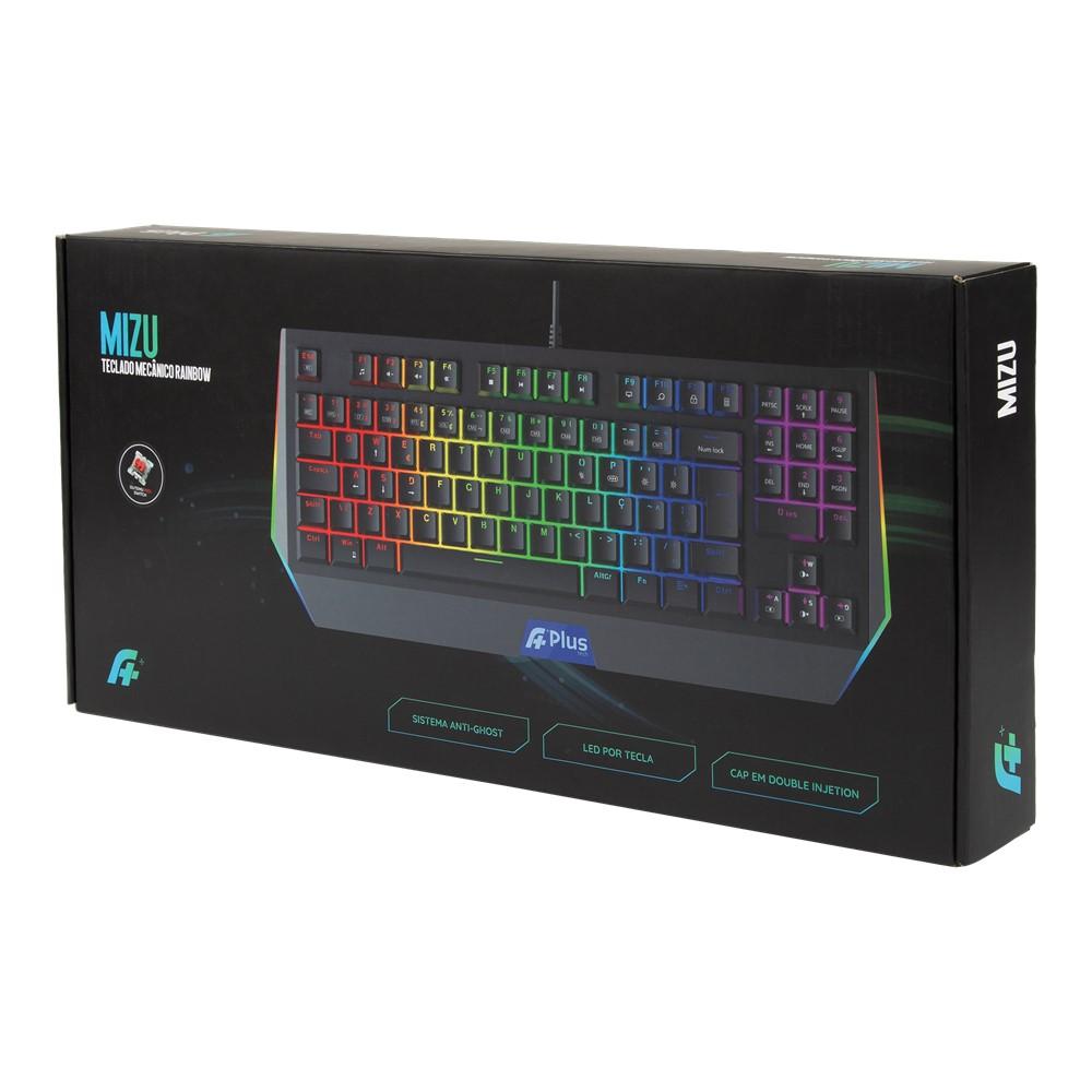 Teclado Mecânico Gamer A+ Plus Tech Mizu Rainbow Switch Red