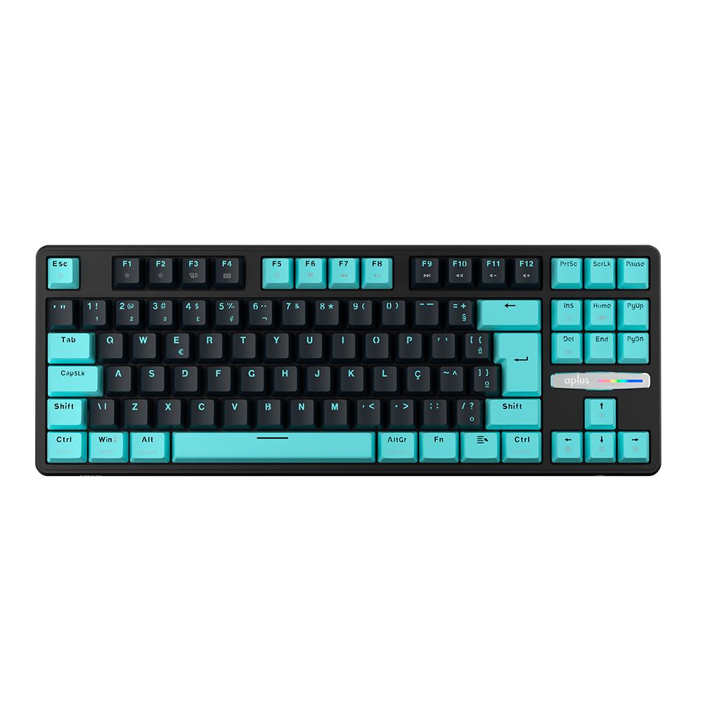 Teclado Gamer Mecanico Rgb Aplus Iara Switch Blue Gasket 80% Obisidian Aqua - AK400