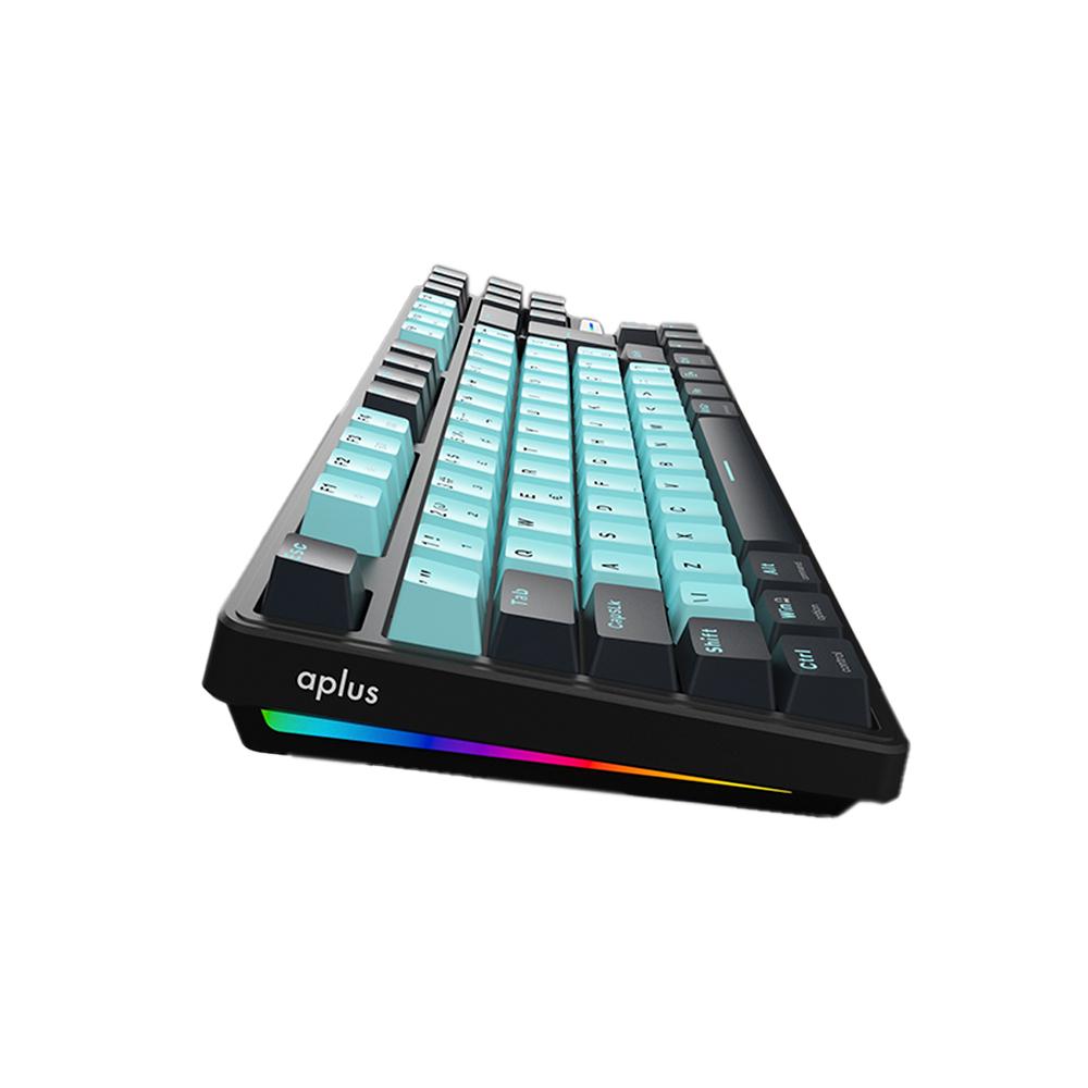 Teclado Gamer Mecânico RGB Aplus Iara Switch Red Gasket 80% Obisidian Aqua - AK400A