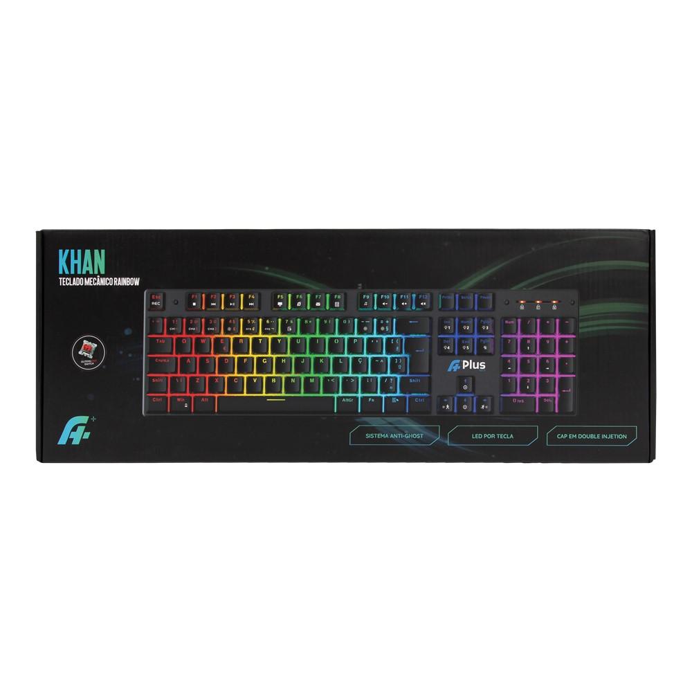 Teclado Mecânico Gamer A+ Plus Tech Khan Rainbow Switch Red