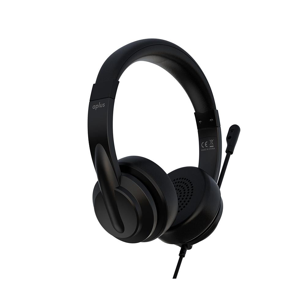 Headset USB Office Aplus H373 Driver de 40mm - Preto